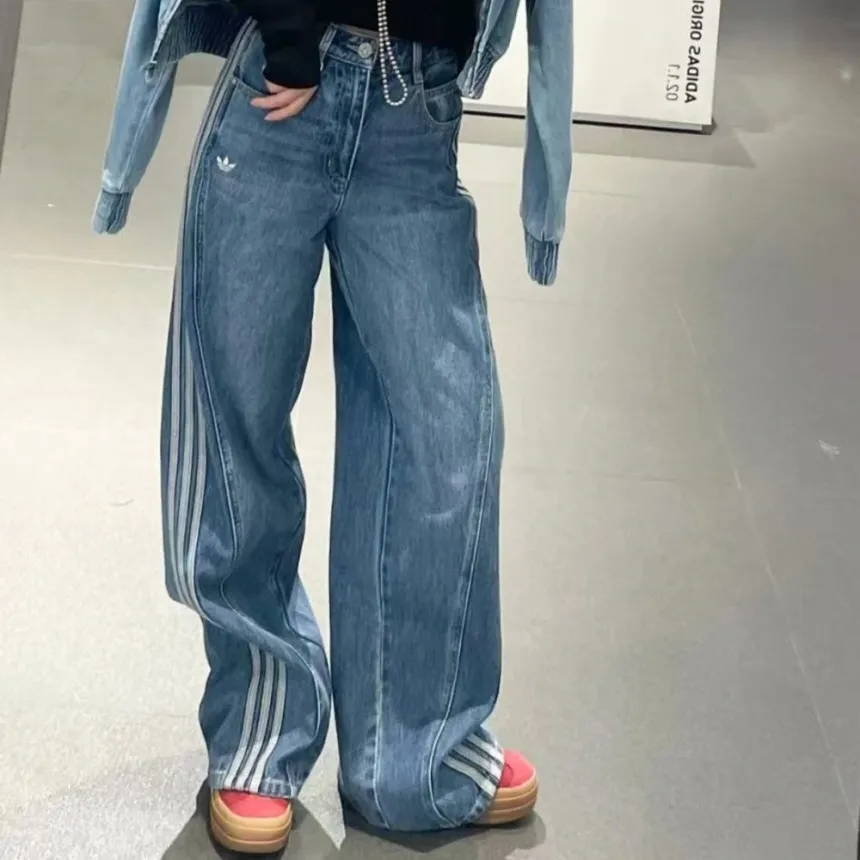 아디다스 오리지널 루즈핏 하이웨이스트 데님 청바지 JN0726