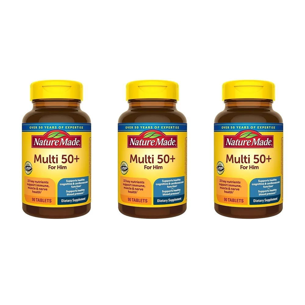 네이쳐 메이드 50세이상 멀티비타민 90정 3팩 Nature Made Multivitamin For Him 50+, Mens ...