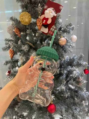듀프 20oz 투명 곰돌이 베어 글라스 유리 텀블러 아이스 베어 콜드컵 591ml