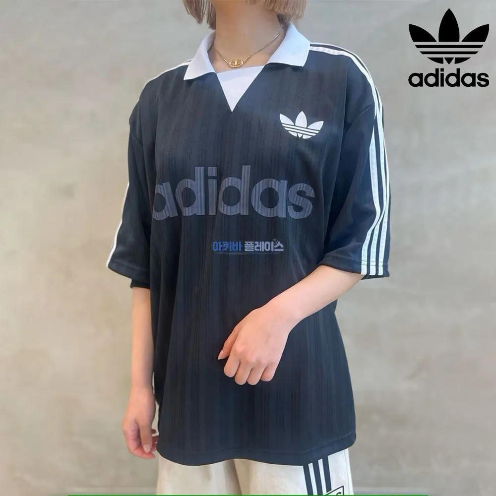 아디다스 오리지널 칼라드 골리 탑 피케이 반팔 티셔츠 블랙 JX8980