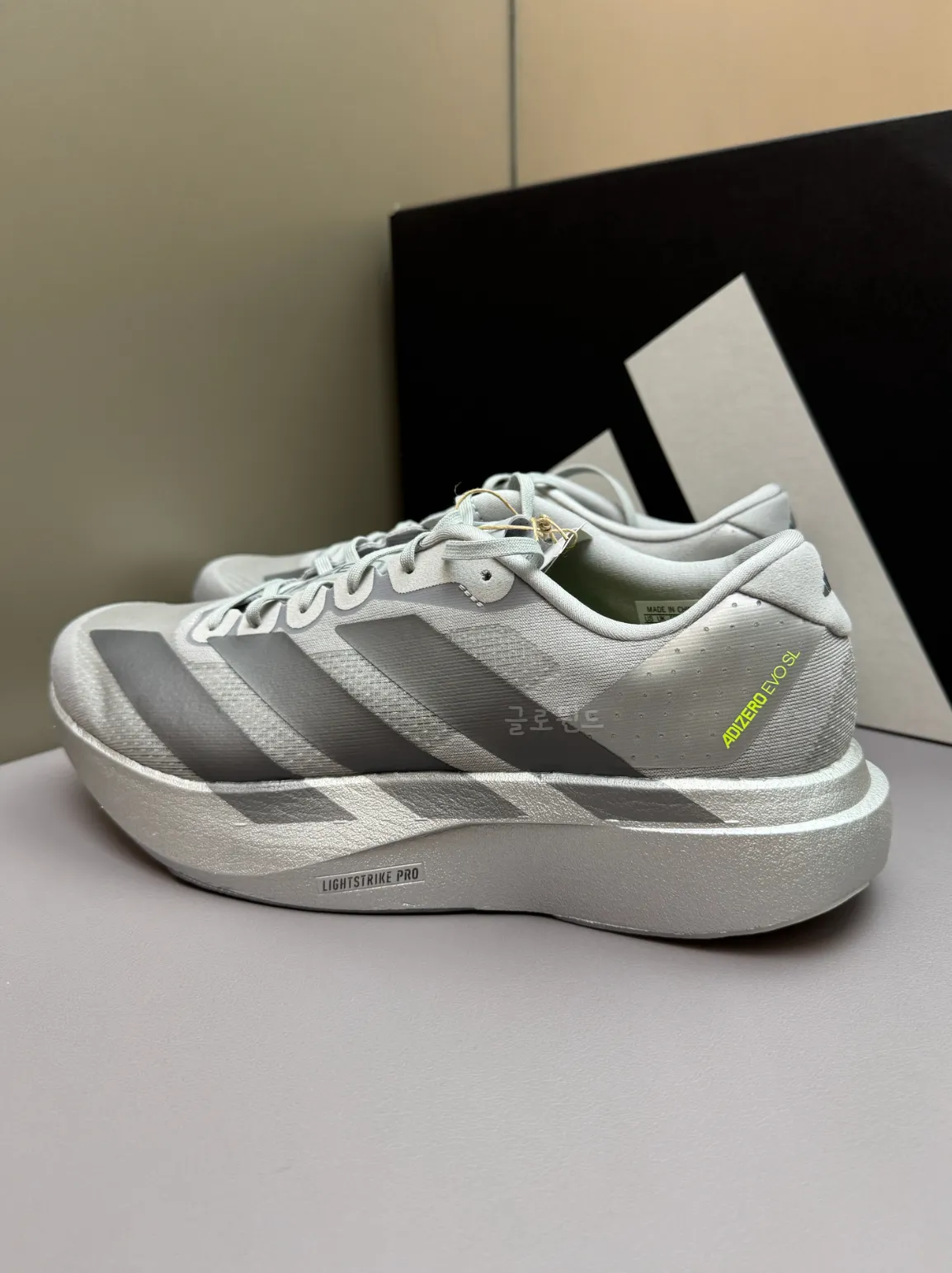 아디다스 아디제로 EVO SL 런닝화 마라톤화 그레이 실버 메탈릭 JR3419