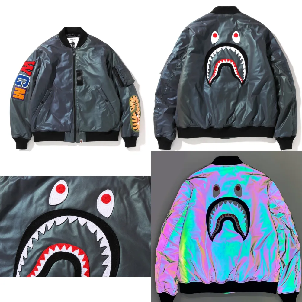 30%OFF 베이프 리플렉티브 MA-1 자켓 항공 점퍼 (M)AURORA SHARK LOOSE FIT
