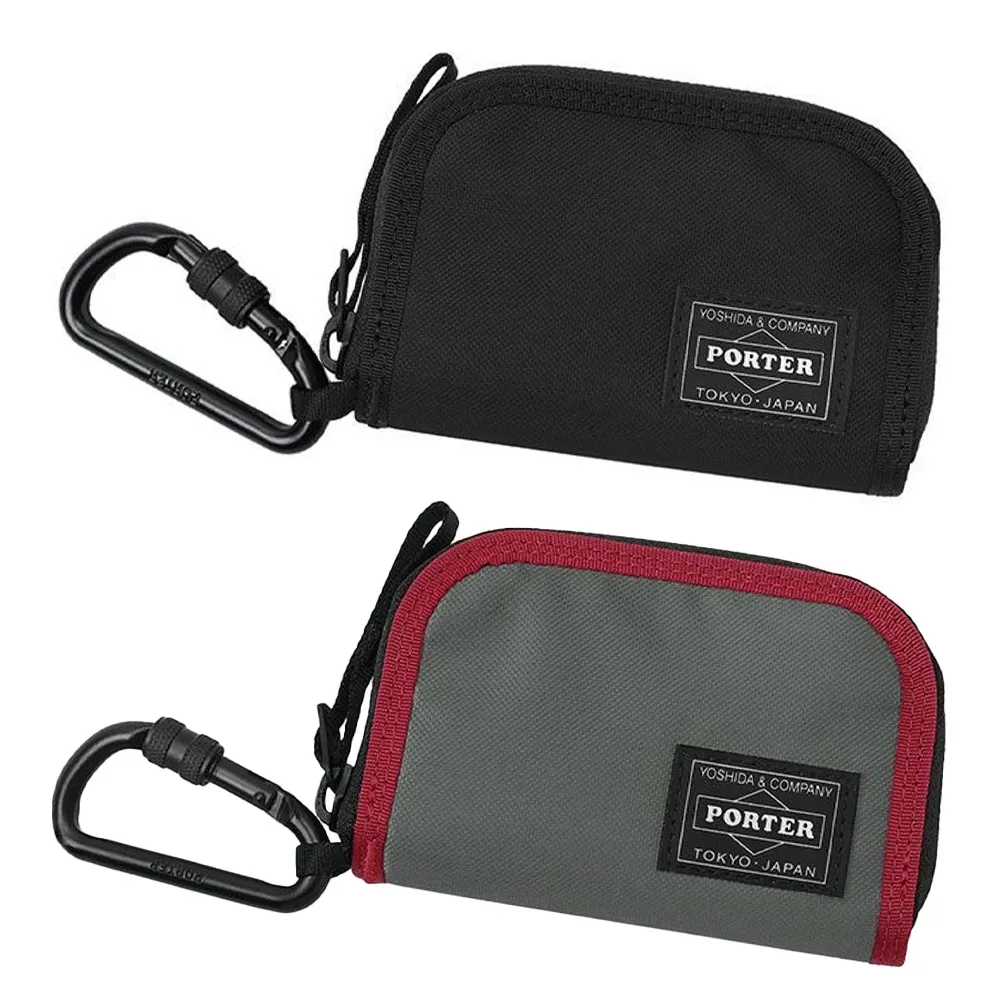 요시다 포터 콤파트 코인 케이스 카드 지갑 블랙 카라비너 키링 538-16172 | 크로켓