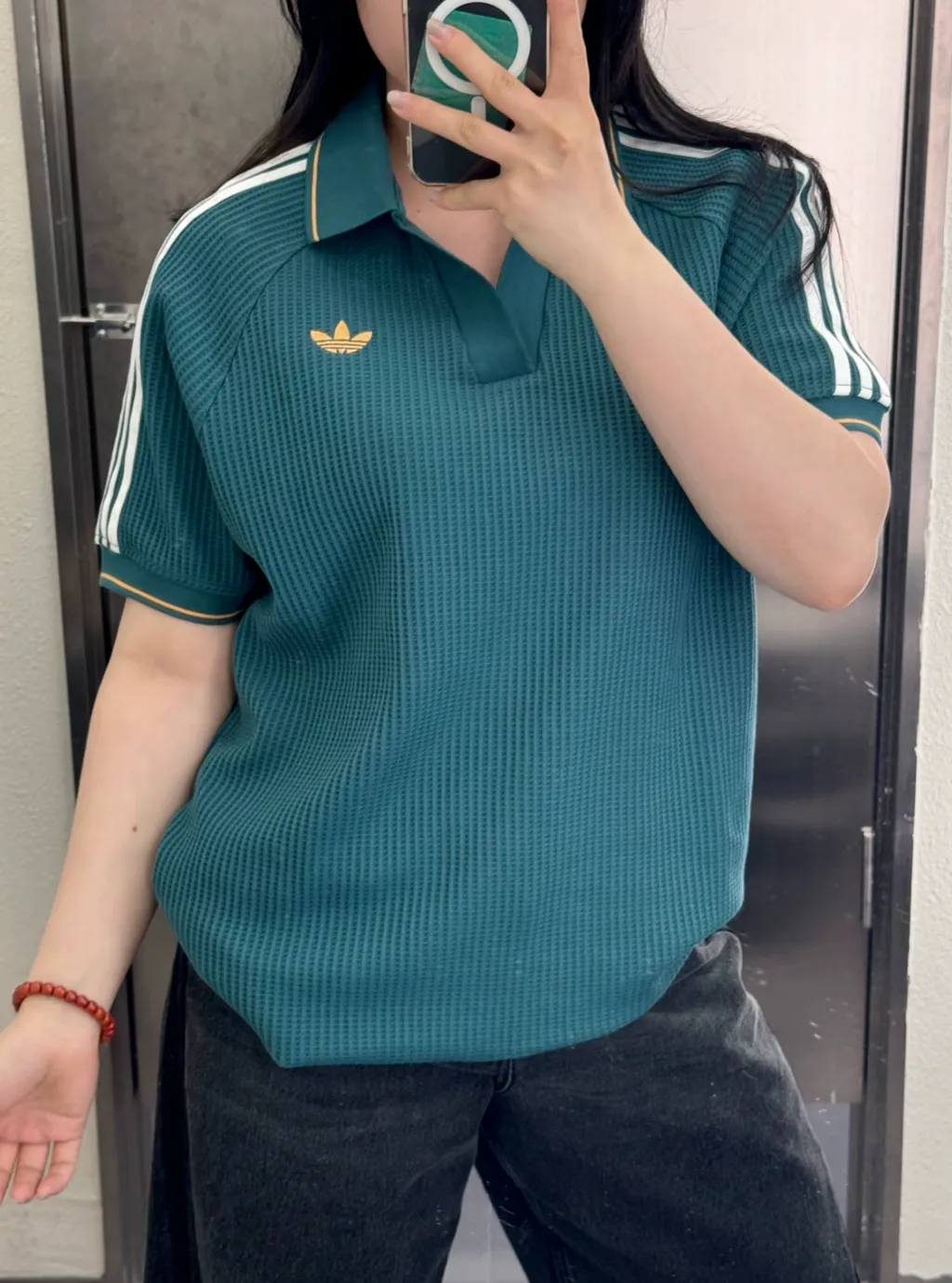 아디다스 와플 니트 폴로 카라 반팔 셔츠 그린 KC0691