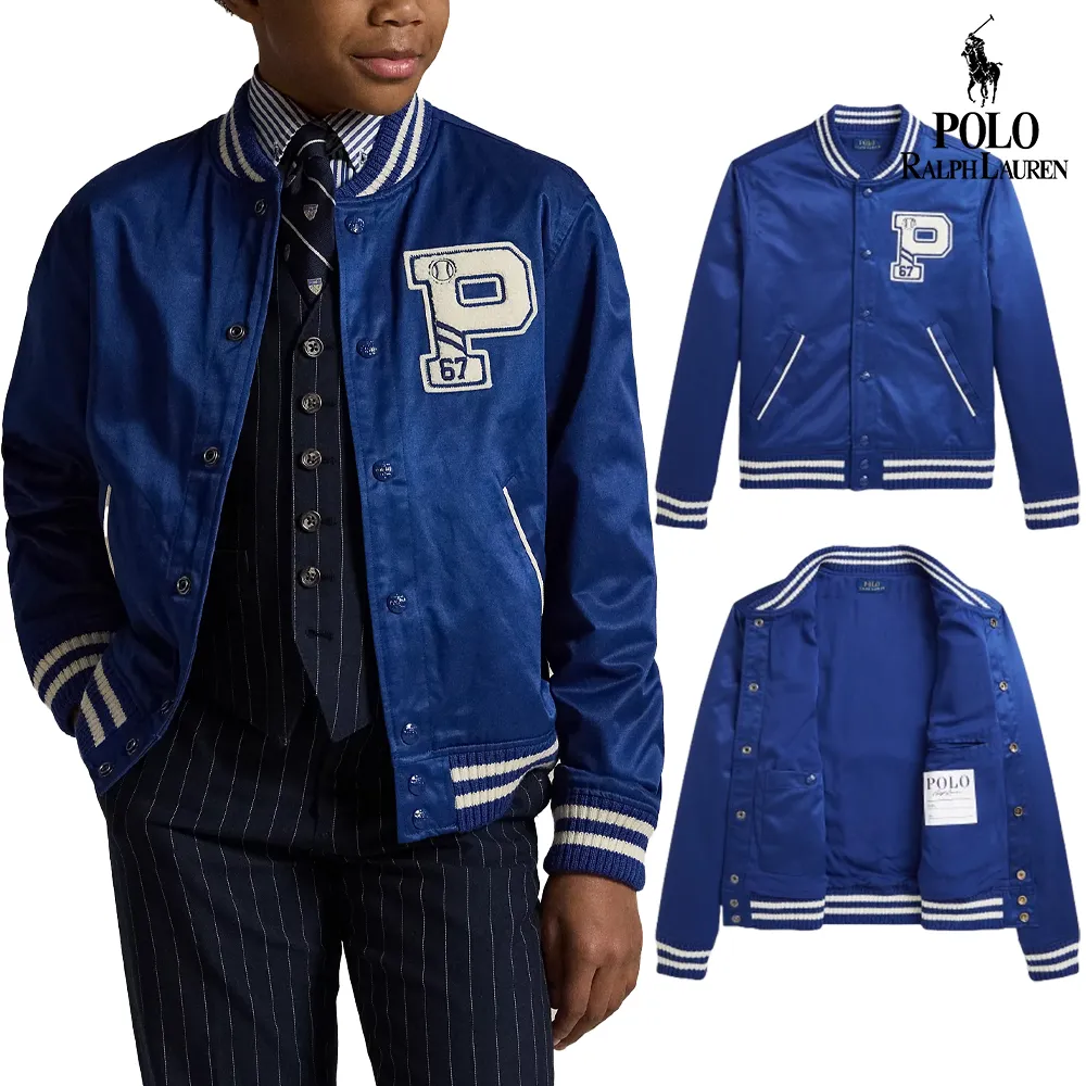폴로랄프로렌 키즈 성인여성착용 보이즈 트윌 레터맨 야구점퍼 자켓 바람막이 캐주얼 점퍼 | 크로켓
