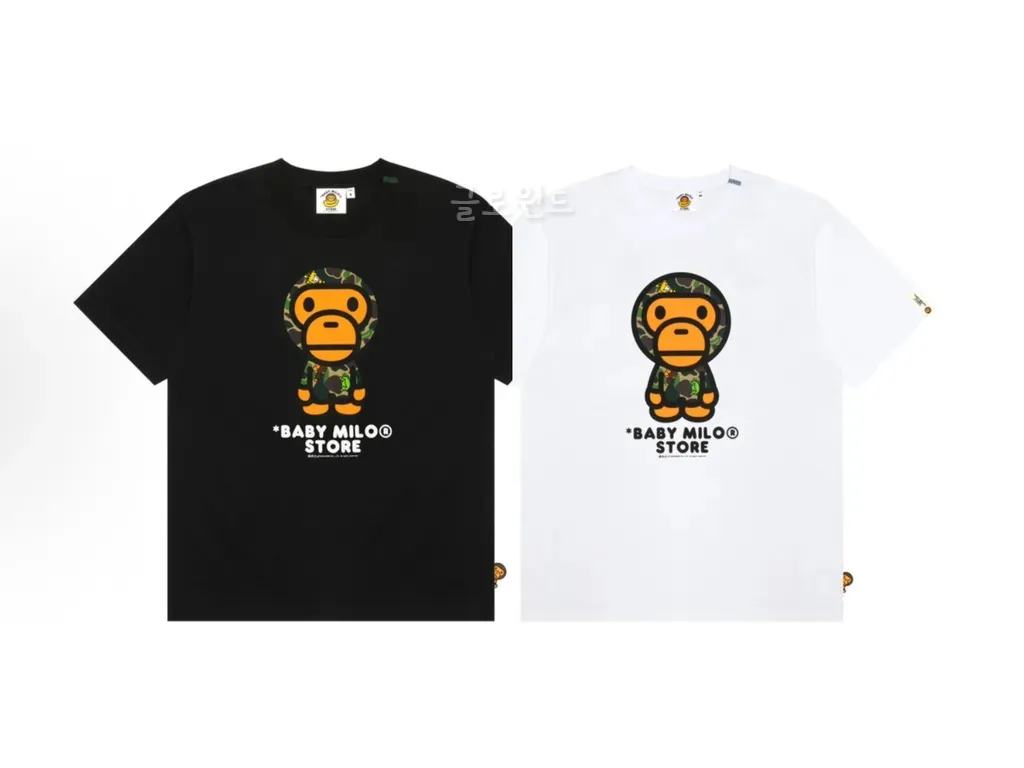 베이프 Aape 베이비 마일로 카모 원숭이 프린팅 반팔 티셔츠 0MXTEW0437XXO
