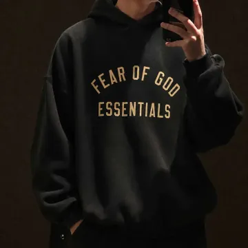 피어오브갓 남성 에센셜 플리스 후디 티셔츠 후드티 블랙