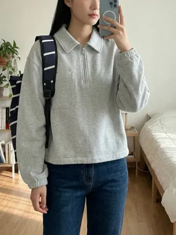 유니클로 JW앤더슨 스웨트 여성용 하프 집업 셔츠 4컬러 484154