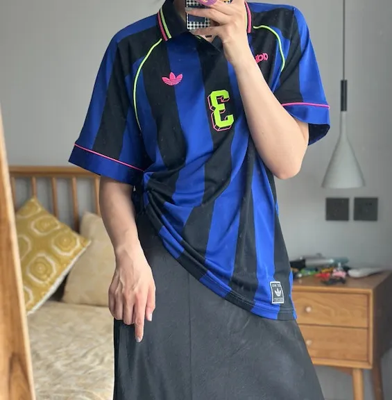 아디다스 자카드 져지 반팔 카라 티셔츠 블루 블랙 KD2307