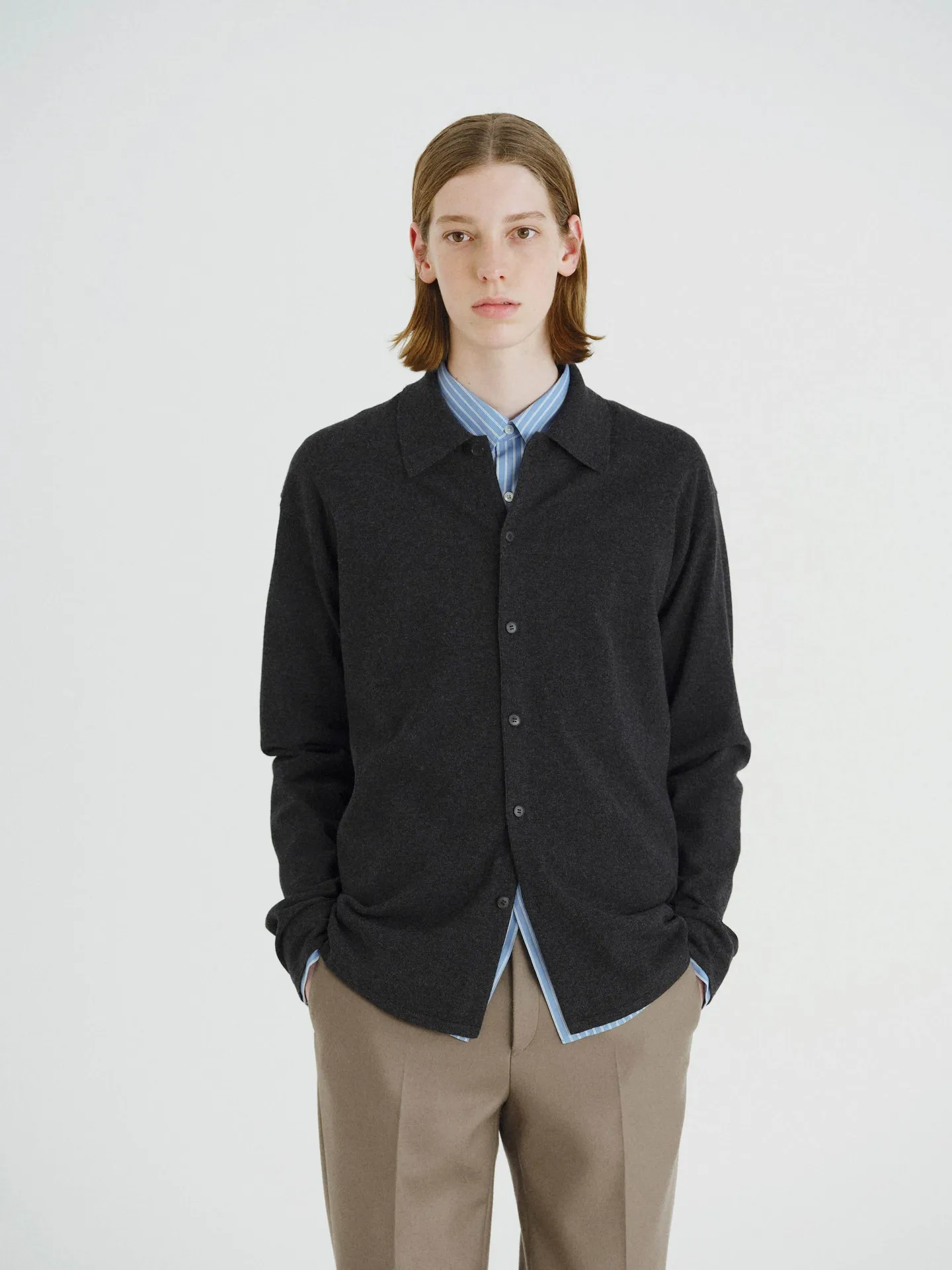 AURALEE 오라리 / HIGH TWIST WOOL KNIT SHIRT CARDIGAN / 2컬러 