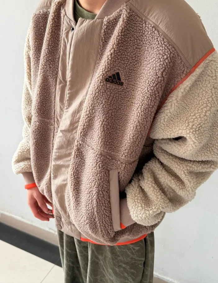 아디다스 후리스 패디드 뽀글이 양털 플리스 후리스 집업 자켓 브라운 IL8918
