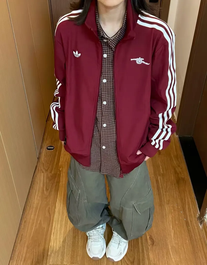 아디다스 아스날 FC 테라스 아이콘 트랙탑 져지 집업 자켓 버건디 JM9390