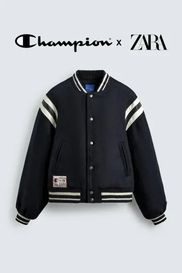 챔피온 X 자라 콜라보 패디드 봄버 자켓 야구잠바 네이비 블루 3833/999/401 챔피언