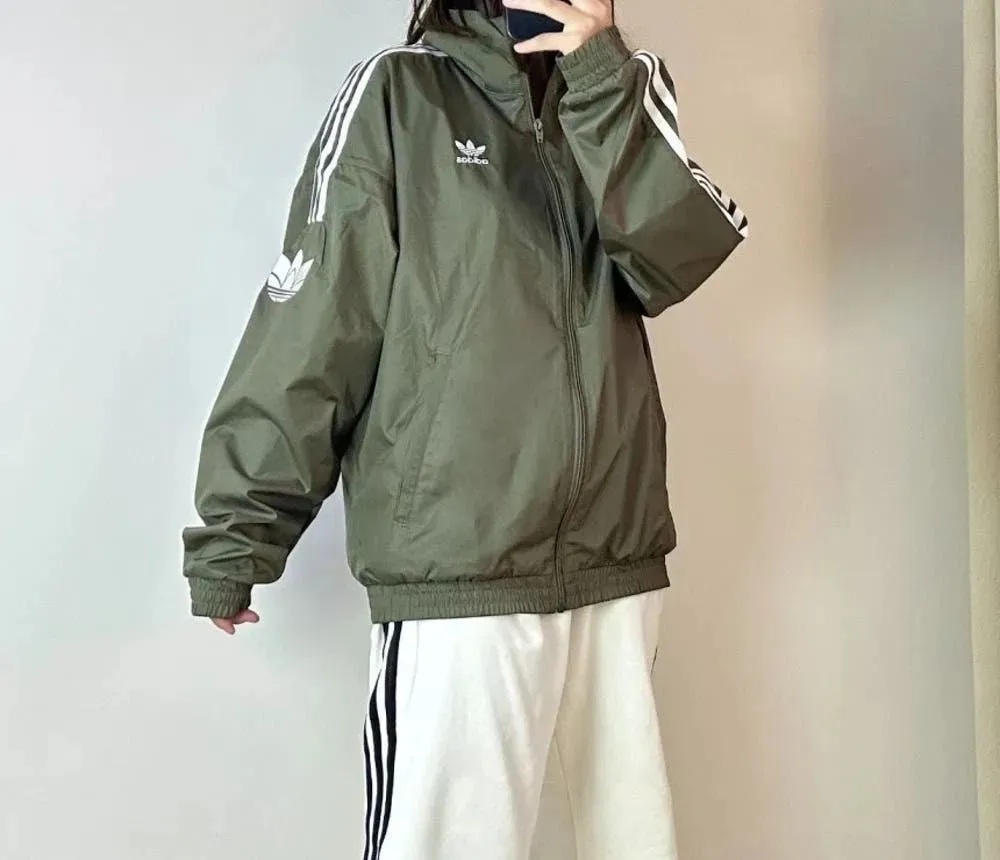 아디다스 오리지널 트레포일 바람막이 집업 자켓 올리브 그린 JI7534