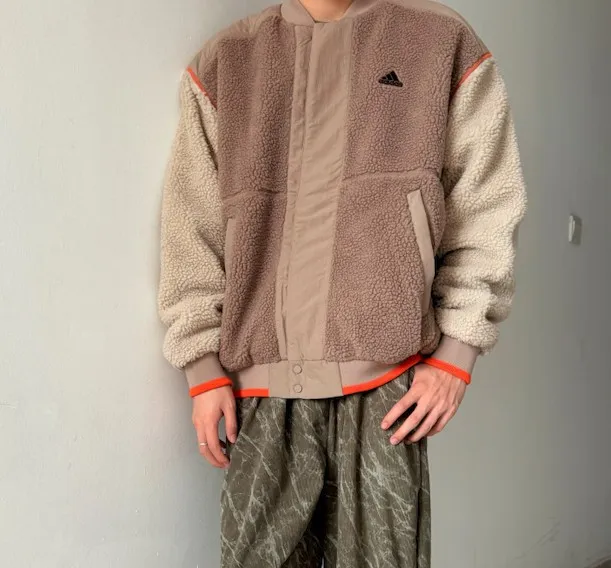 아디다스 후리스 패디드 뽀글이 양털 플리스 후리스 집업 자켓 브라운 IL8918