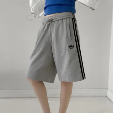 아디다스 남녀공용 솔로 트레포일 밴딩 트레이닝 쇼츠 반바지 그레이