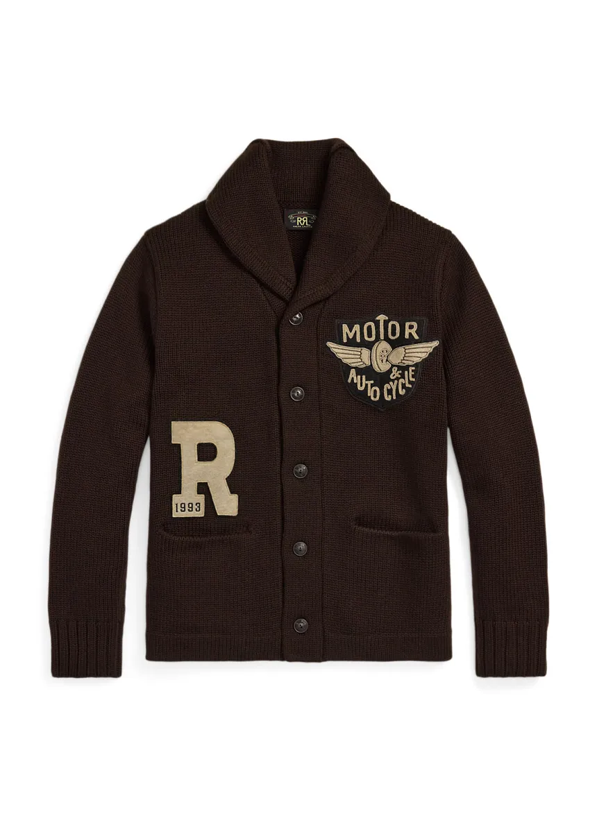 RRL 더블알엘 / Appliqued wool shawl collar cardigan / MNRRSWE16820181200 | 크로켓