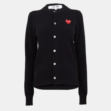 플레이 꼼데가르송 레드 하트 니트 가디건 블랙