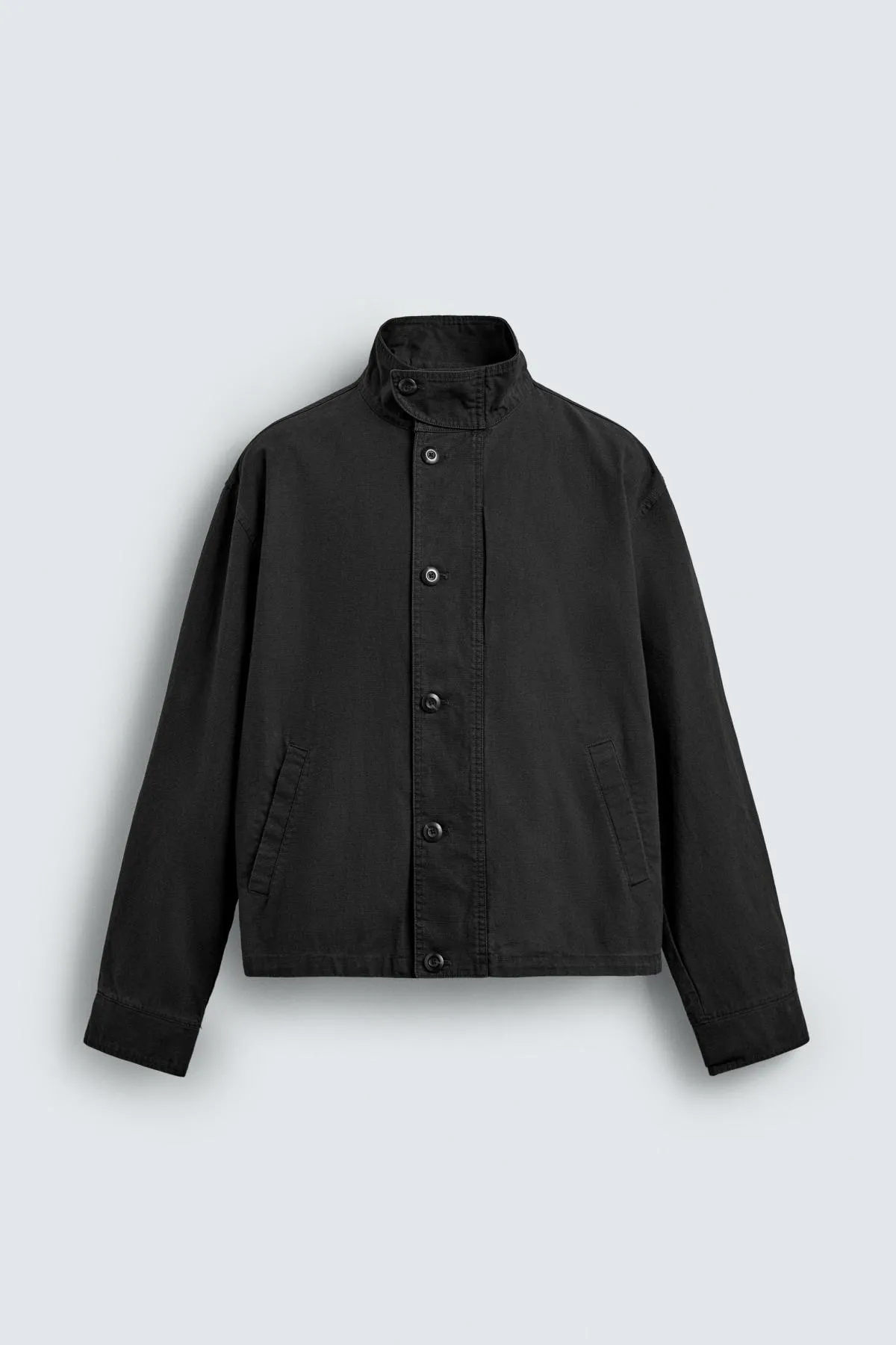 자라 박시핏 코튼 하이넥 블랙 재킷 8491/435/800 BLACK