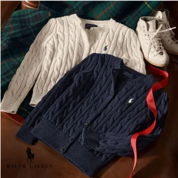 국내배송 폴로 랄프 로렌 걸즈 여성 글리터 메탈릭 미니 케이블 긴팔 가디건