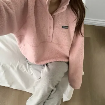 컬럼비아 여성 하프 스냅버튼 핑크 풀오버 후리스