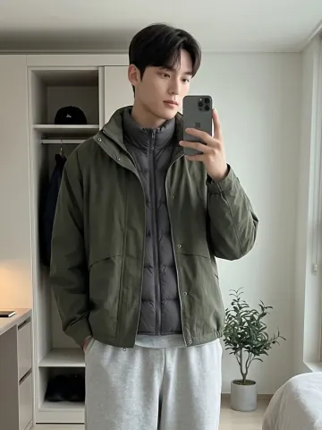 유니클로 윈드블럭 스탠드 남성용 블루종 바람막이 475038 57 올리브 4XL사이즈 라스트원