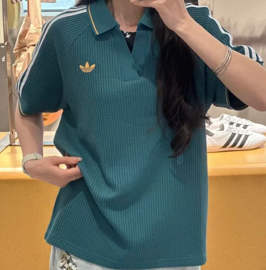 아디다스 와플 니트 폴로 카라 반팔 셔츠 그린 KC0691