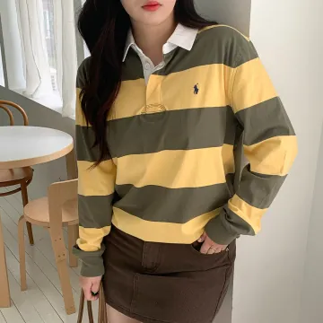 폴로 랄프 로렌 코튼 저지 스트라이프 럭비 카라 긴팔 티셔츠
