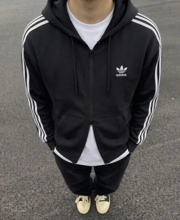 아디다스 아디컬러 스페이서 오버사이즈 후드집업 블랙 JX1507