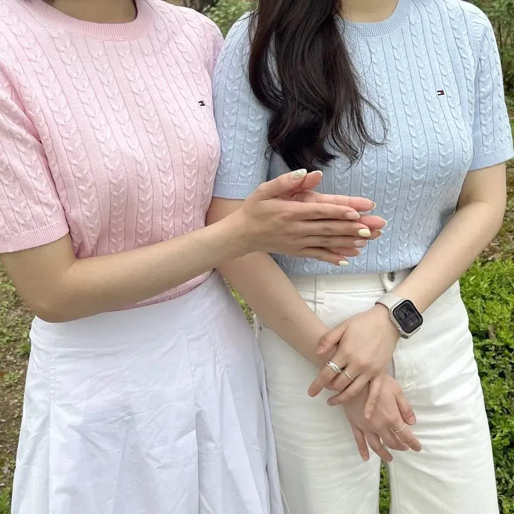 [2025 S/S 핫딜] 타미힐피거 여성 꽈배기 반팔 니트 11컬러