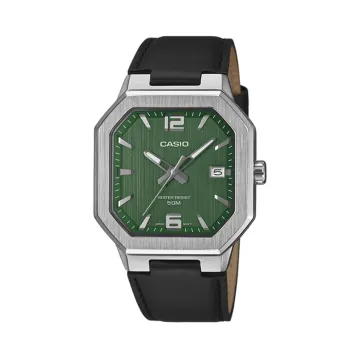 카시오 MTP-B195L-3AV 사각 손목시계 파텍필립 노틸러스맛 그린 레더스트랩