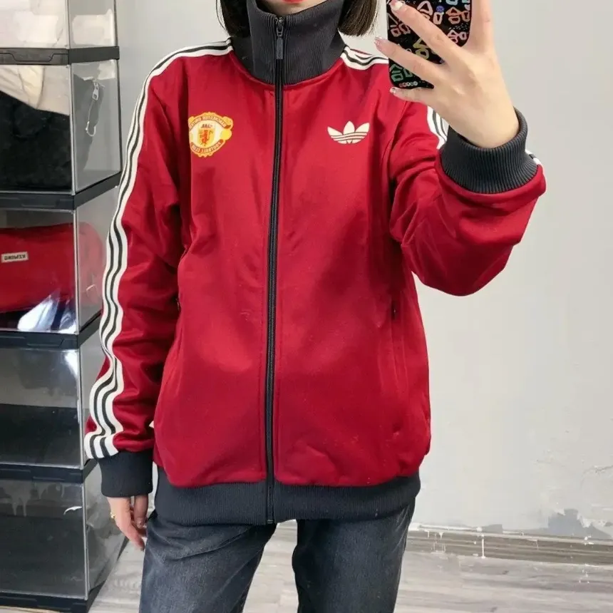 아디다스 맨체스터 유나이티드 트랙탑 져지 집업 자켓 레드 IY0055