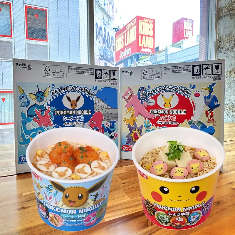 [해외] 1BOX 일본 포켓몬 컵누들 간장 씨푸드 맛 컵라면 라멘 12개입