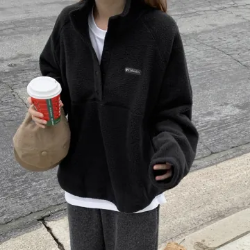 컬럼비아 여성 하프스냅 플리스 풀오버 후리스 블랙