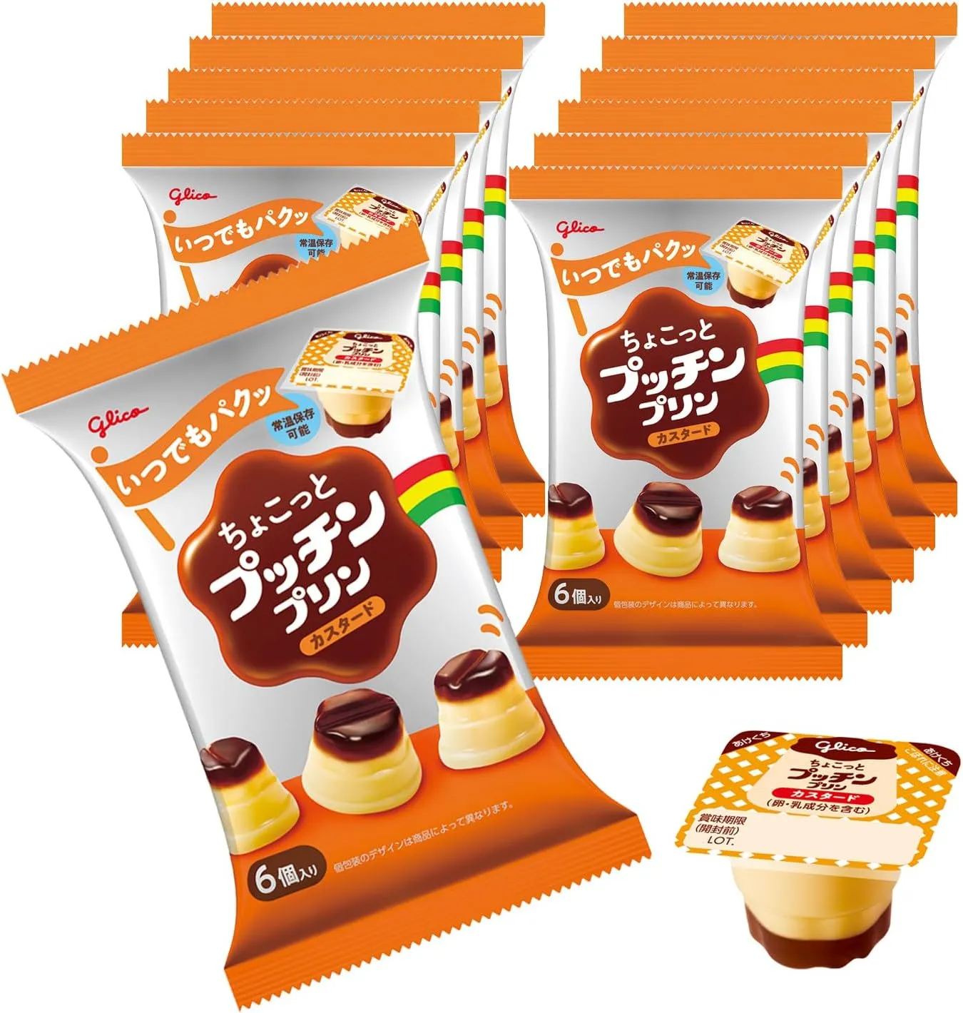 일본 과자 글리코 미니 커스터드 푸칭 푸딩 120g 6개입 12개 세트
