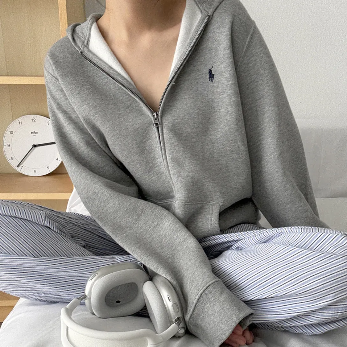 폴로 랄프로렌 여성 보이즈 포니로고 베이직 기모 후드 집업 4컬러