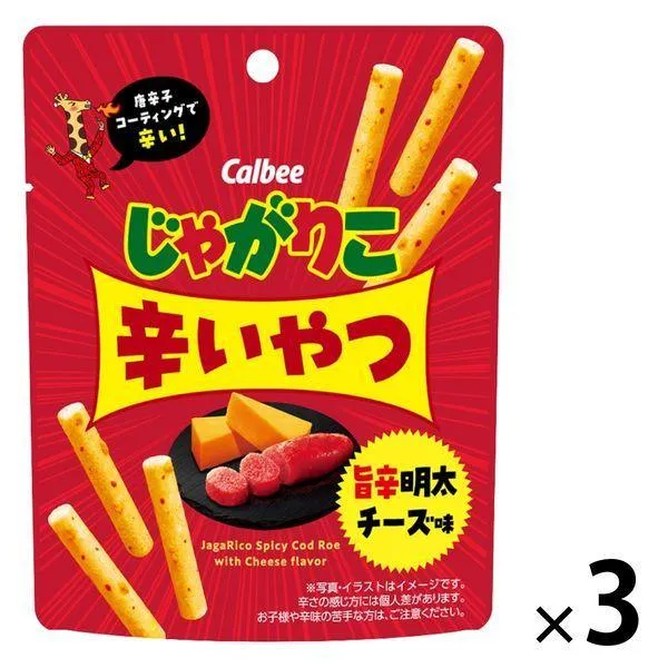 Calbee 가루비 자가리코 매콤달콤 명란치즈맛 38g x 3봉세트 일본과자 일본스낵 일본간식 맥주안주