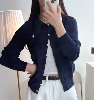 네이비 XL 포함 - 폴로 걸즈 가디건 걸스 여성 케이블 니트 가디건 QR코드 정품 미국백화점