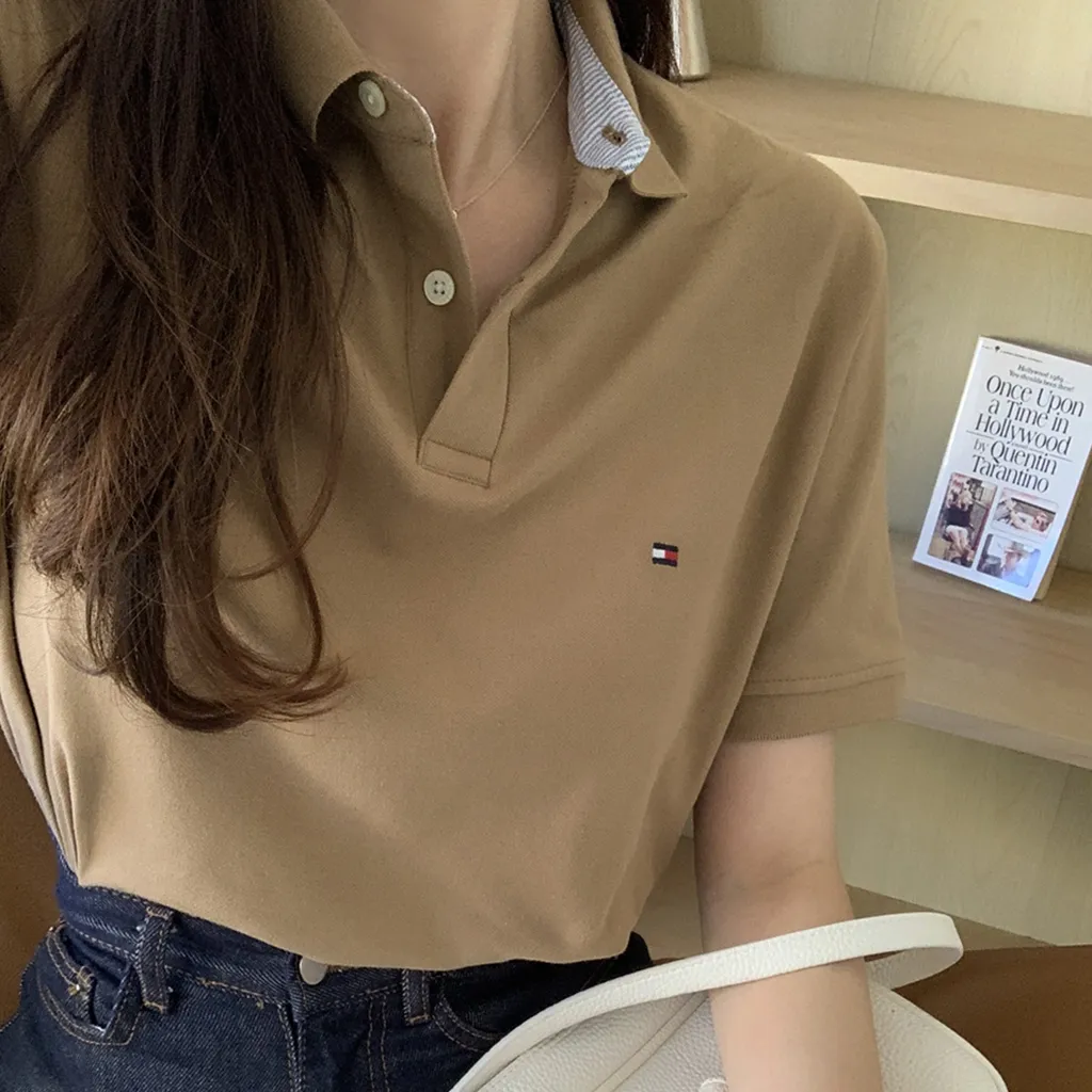타미힐피거 남녀공용 NEW 레귤러핏 스트레치 미니플래그 카라 반팔티 5컬러