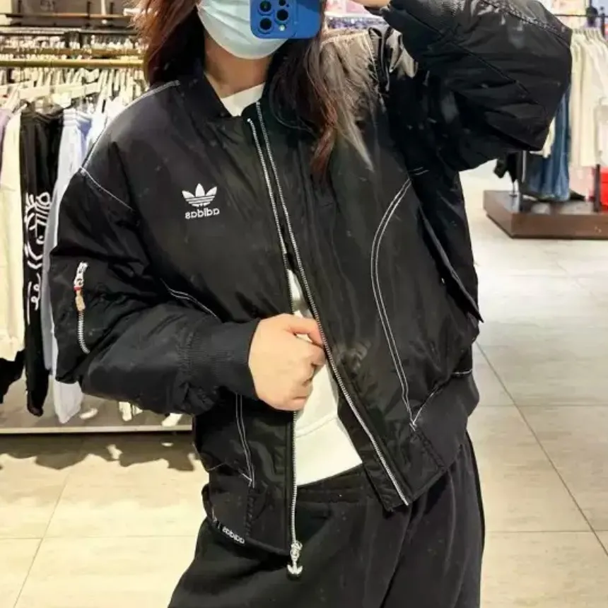 아디다스 오리지널 스티치 여성 바시티 봄버 자켓 블랙 HY7278