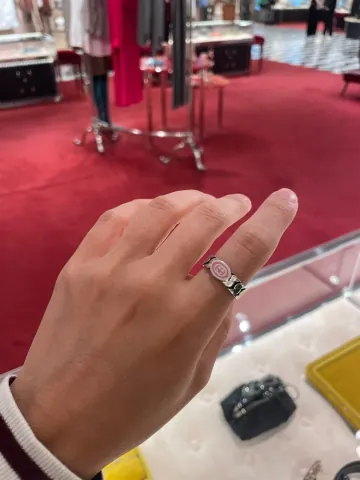 구찌 에나멜 미니 인터로킹 체인 반지 SILVER 701612 J8410 5620