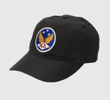 더블알엘 윙드 로고 트윌 볼캡 블랙