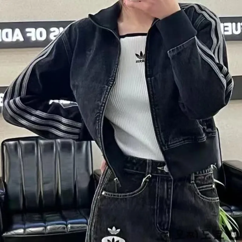 아디다스 오리지널 데님 트랙탑 트레이닝 집업 저지 청자켓 흑청 JD3110