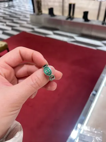 구찌 인터로킹 에나멜 실버 반지 GREEN 753640 J8410 8414