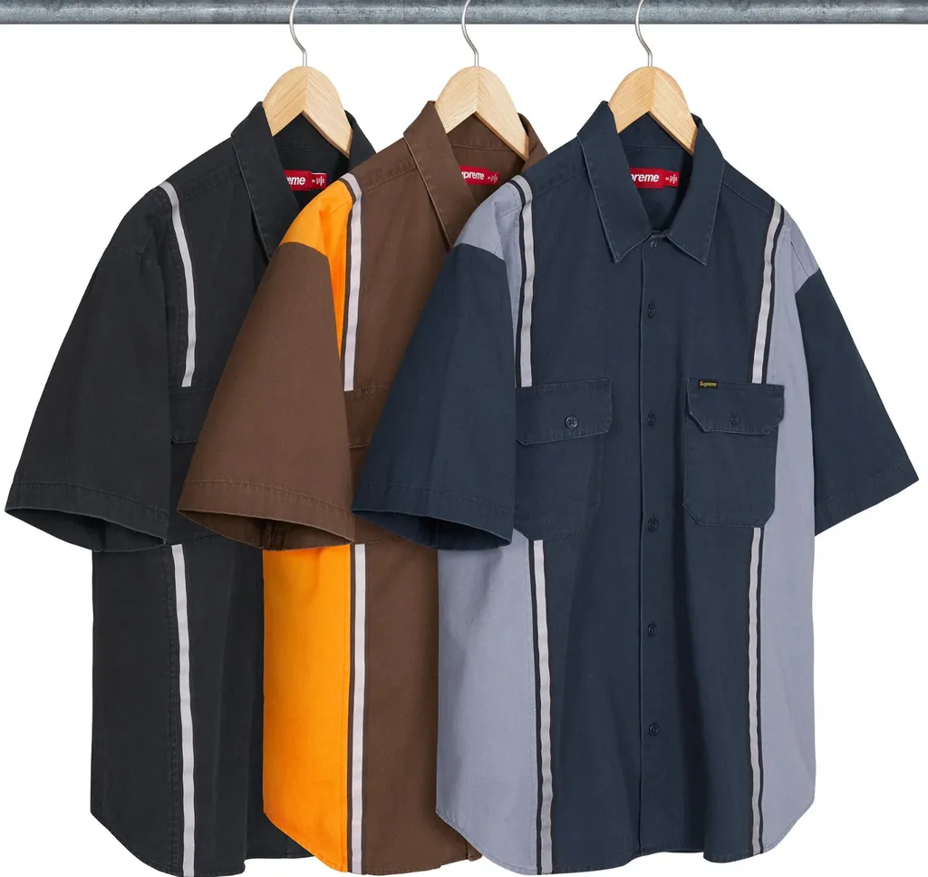 슈프림 리플렉티브 스트라이프 숏슬리브 워크셔츠 Supreme Reflective Stripe S/S Work Shirt