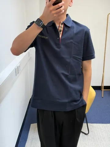 버버리 HARTFORD 로고 남성 폴로 반팔 티셔츠 NAVY BLACK 80844371