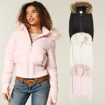 홀리스터 여성 퍼 트림 푸퍼 아우터 패딩 봄버 후드 자켓 6컬러