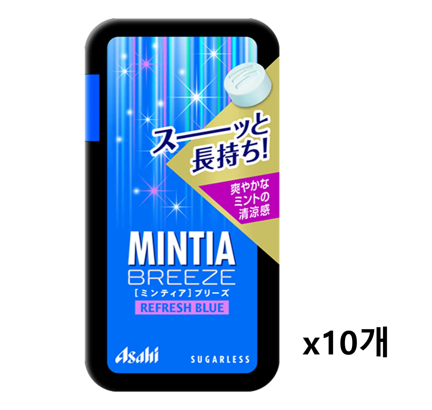 민티아 목캔디 일본 아사히 민트 사탕 브리즈 슈가리스 크후레쉬 블루 22g 10개