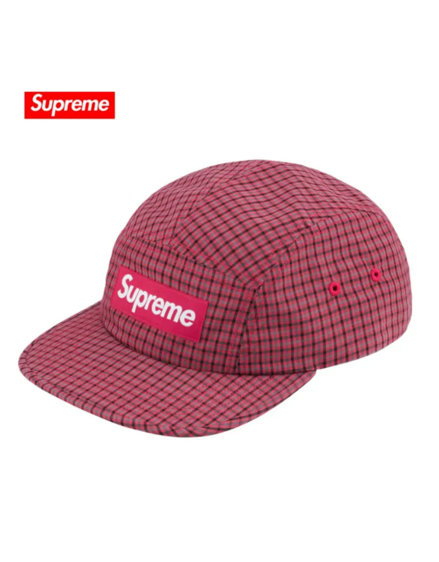 슈프림 Cordura Plaid Camp Cap 코듀라 플래드 캠프 캡 모자 레드