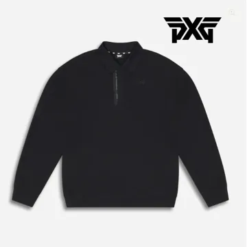 PXG 골프웨어 남자 남성 폴로 카라 풀오버 골프 니트 긴팔 셔츠 블랙